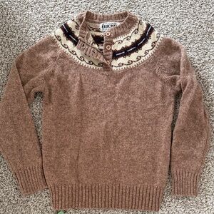Vintage Ricki 100% Wool Rosy Tan Sweater with Buttons
